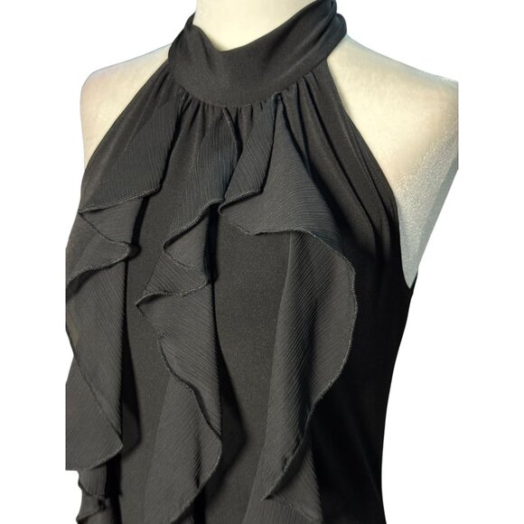 BCX Womens Size S Black Ruffle Front Halter Neck Elegant Chic Party Dress - Picture 5 of 10